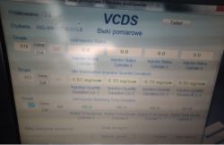 Ekran diagnostyczny VCDS z odczytem parametrów wtryskiwaczy VW Caddy 1.9 TDI